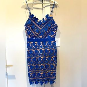 ADELYN RAE blue lace dress